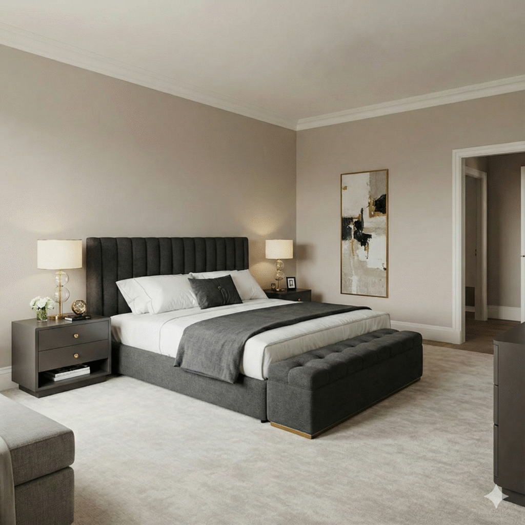 3d bedroom interior with finishing